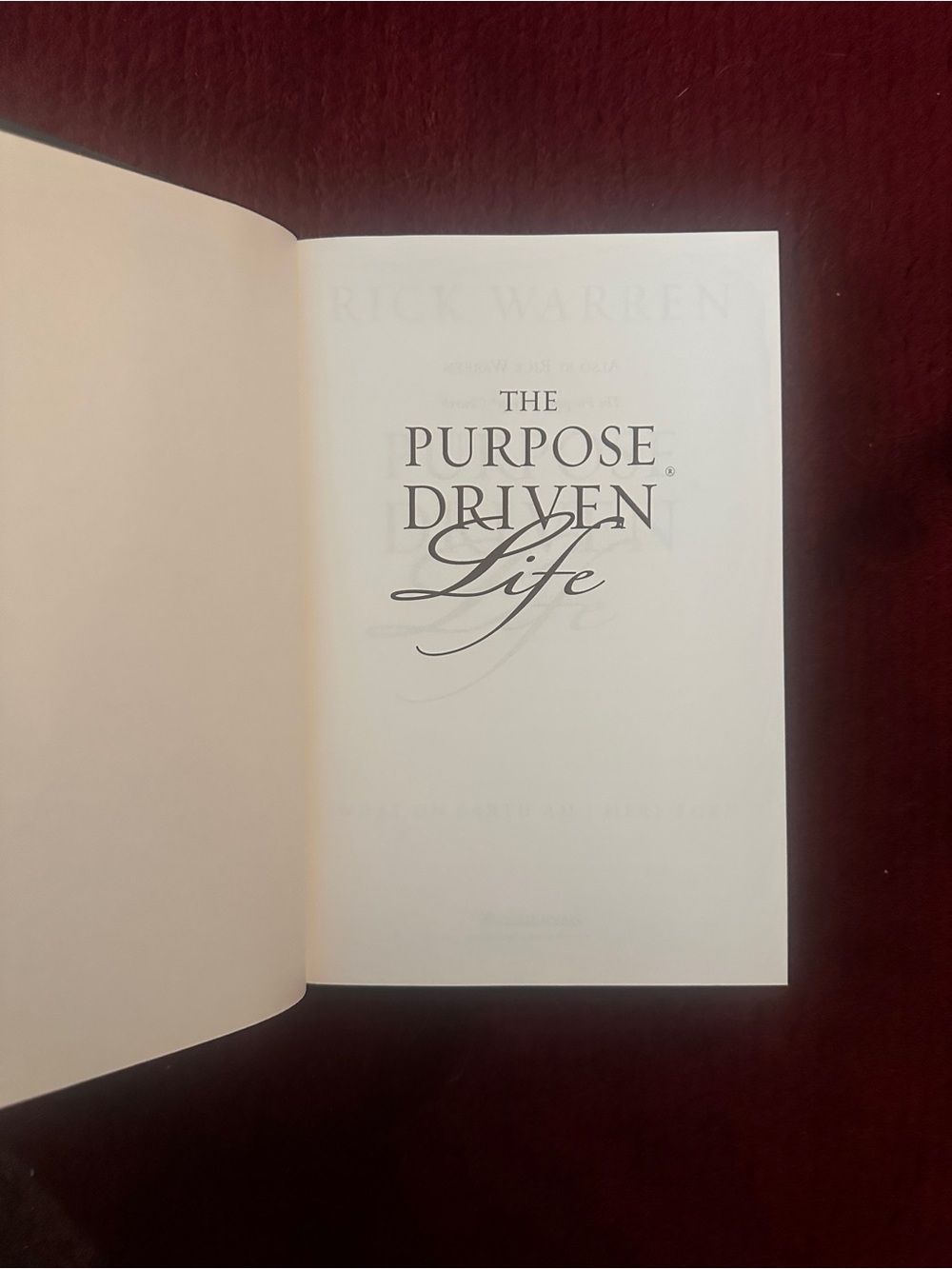 The Purpose Driven Life Hardcover Book - White Pages